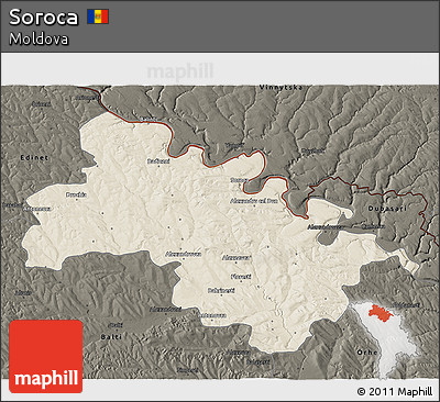 Shaded Relief 3D Map of Soroca, darken