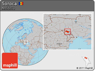 Gray Location Map of Soroca