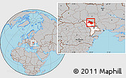 Gray Location Map of Soroca, highlighted country, within the entire country