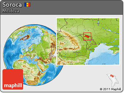 Physical Location Map of Soroca, within the entire country