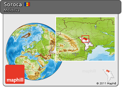 Physical Location Map of Soroca, highlighted country