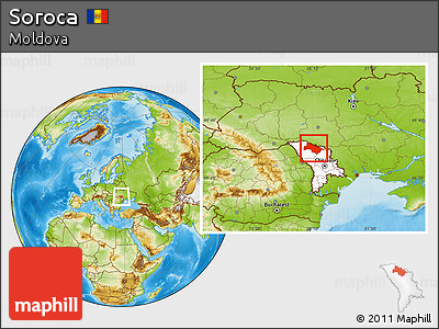 Physical Location Map of Soroca, highlighted country