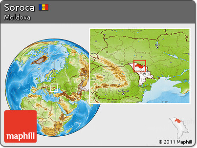 Physical Location Map of Soroca, highlighted country