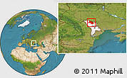 Satellite Location Map of Soroca, highlighted country, within the entire country