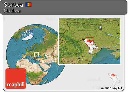 Satellite Location Map of Soroca, highlighted country