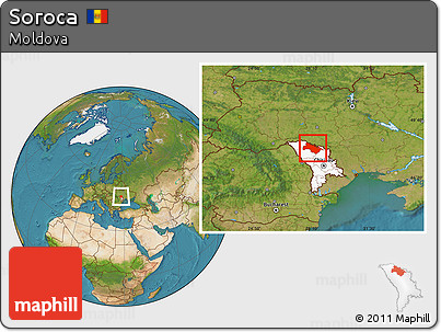 Satellite Location Map of Soroca, highlighted country