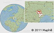 Savanna Style Location Map of Soroca, highlighted country, hill shading