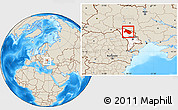 Shaded Relief Location Map of Soroca, highlighted country, within the entire country