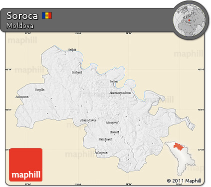 Classic Style Map of Soroca, single color outside