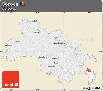 Classic Style Map of Soroca, single color outside