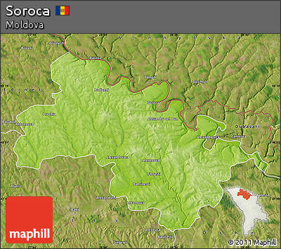 Physical Map of Soroca, satellite outside