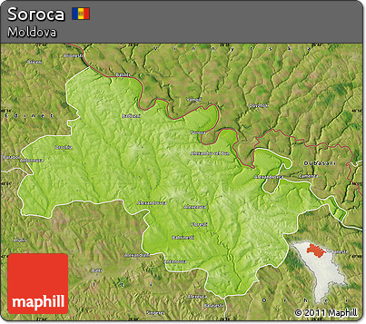 Physical Map of Soroca, satellite outside