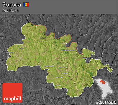 Satellite Map of Soroca, darken, desaturated