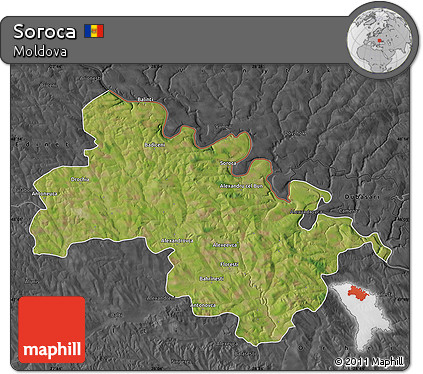 Satellite Map of Soroca, darken, desaturated