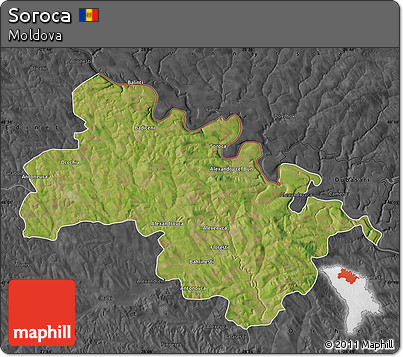Satellite Map of Soroca, darken, desaturated