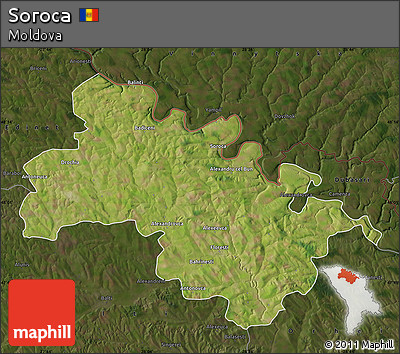 Satellite Map of Soroca, darken