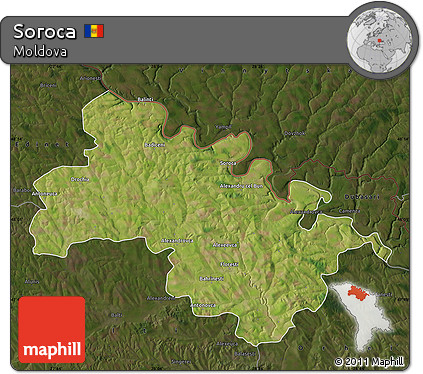 Satellite Map of Soroca, darken