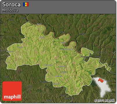 Satellite Map of Soroca, darken