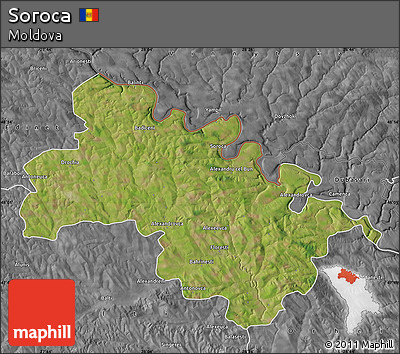 Satellite Map of Soroca, desaturated