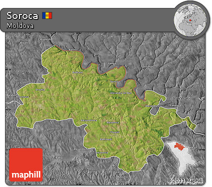 Satellite Map of Soroca, desaturated
