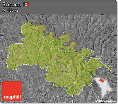Satellite Map of Soroca, desaturated