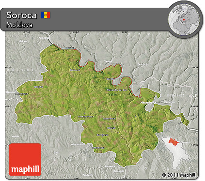 Satellite Map of Soroca, lighten, semi-desaturated
