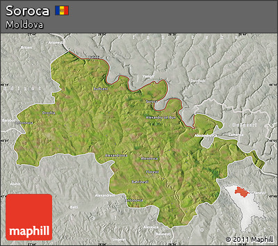 Satellite Map of Soroca, lighten, semi-desaturated