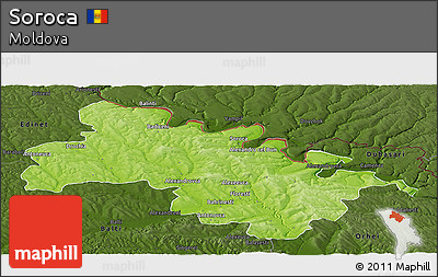 Physical Panoramic Map of Soroca, darken