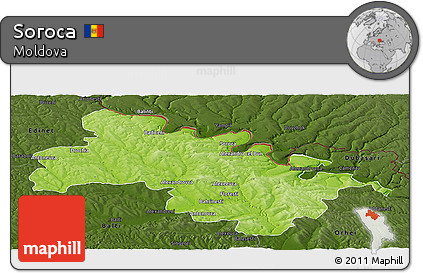 Physical Panoramic Map of Soroca, darken