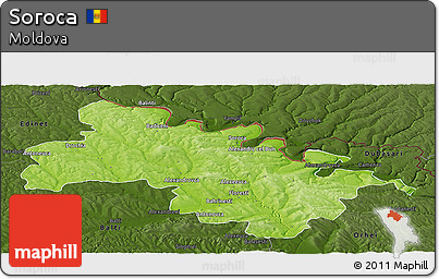 Physical Panoramic Map of Soroca, darken