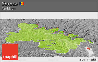 Physical Panoramic Map of Soroca, desaturated