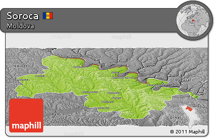 Physical Panoramic Map of Soroca, desaturated