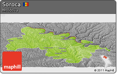 Physical Panoramic Map of Soroca, desaturated