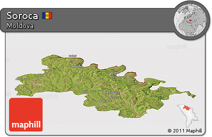 Satellite Panoramic Map of Soroca, cropped outside