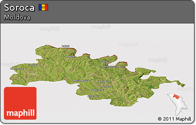 Satellite Panoramic Map of Soroca, cropped outside