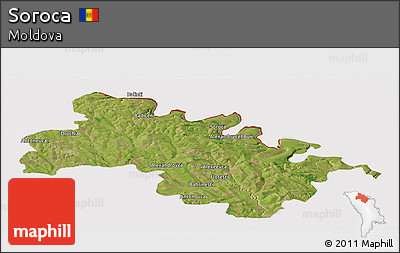 Satellite Panoramic Map of Soroca, cropped outside