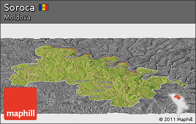Satellite Panoramic Map of Soroca, desaturated
