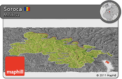 Satellite Panoramic Map of Soroca, desaturated