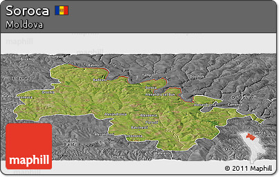 Satellite Panoramic Map of Soroca, desaturated