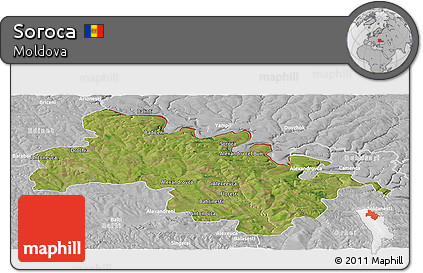 Satellite Panoramic Map of Soroca, lighten, desaturated