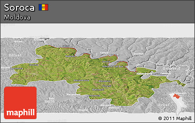 Satellite Panoramic Map of Soroca, lighten, desaturated
