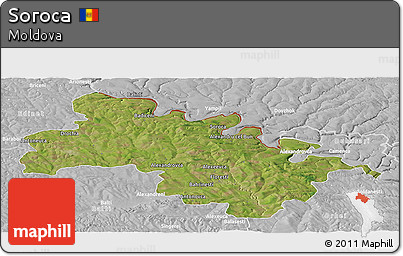 Satellite Panoramic Map of Soroca, lighten, desaturated