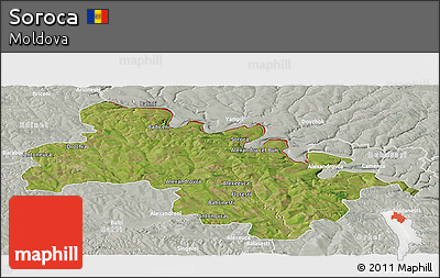 Satellite Panoramic Map of Soroca, lighten, semi-desaturated