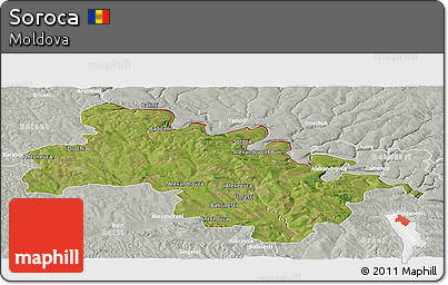Satellite Panoramic Map of Soroca, lighten, semi-desaturated