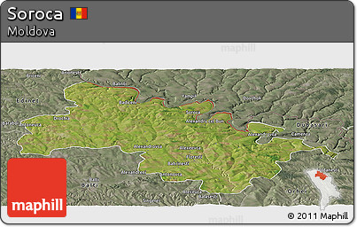 Satellite Panoramic Map of Soroca, semi-desaturated