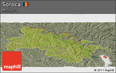 Satellite Panoramic Map of Soroca, semi-desaturated