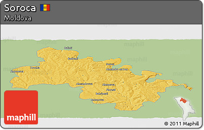 Savanna Style Panoramic Map of Soroca, single color outside