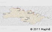 Shaded Relief Panoramic Map of Soroca, lighten, desaturated