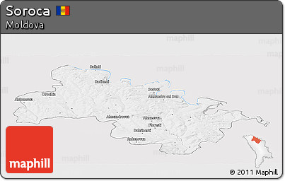 Silver Style Panoramic Map of Soroca, single color outside
