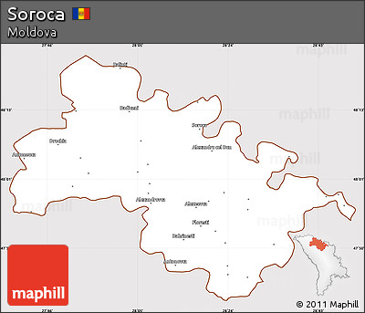 Classic Style Simple Map of Soroca, cropped outside